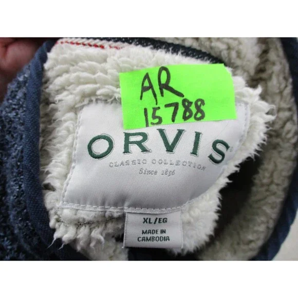 Orvis Sweater Men Extra Large Blue Heavyweight Fleece Outdoor Zip Pullover Camp - Picture 12 of 12